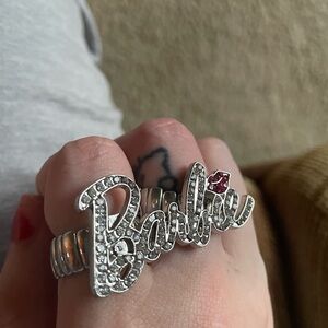 Authentic Barbie Mattel, double ring rhinestone